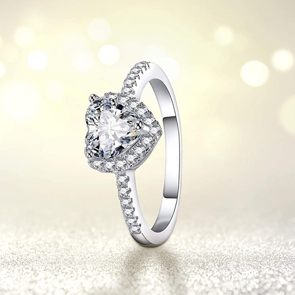 ELEGANT HEART SILVER RING - Picture 6 of 9